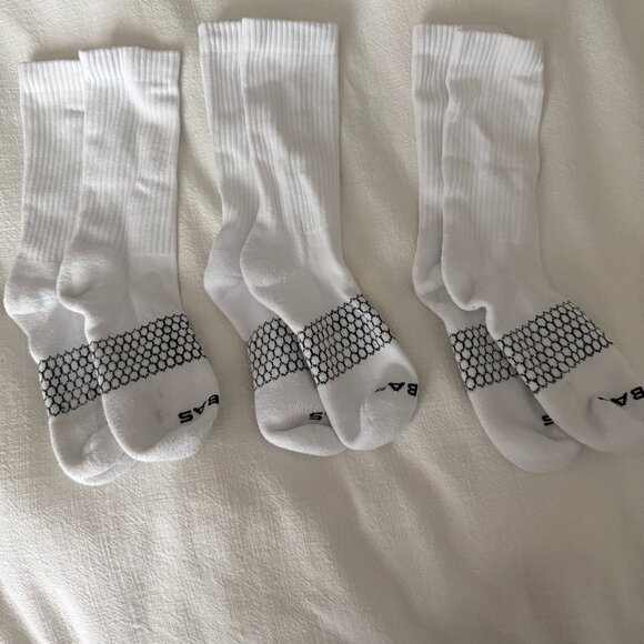 Bombas Women's Solid Calf Socks Size M (8-10.5) in White - Picture 1 of 5